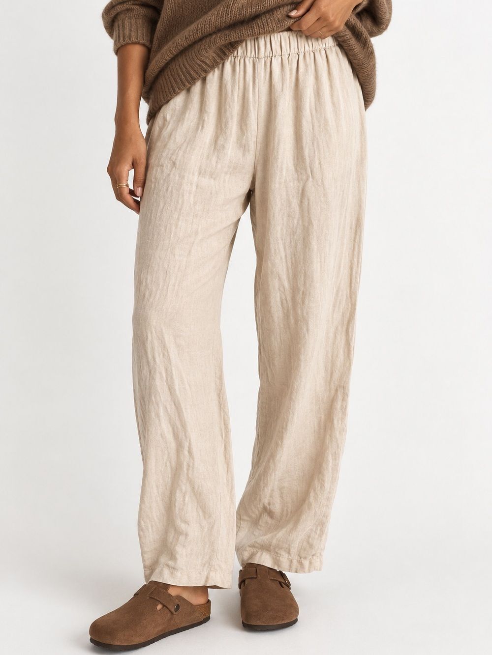 Hot Cotton by Marc Ware Cream 100% Linen Pull On Pants Size Large Lagenlook